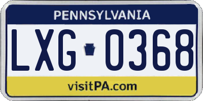 PA license plate LXG0368