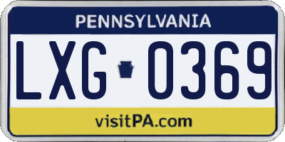 PA license plate LXG0369