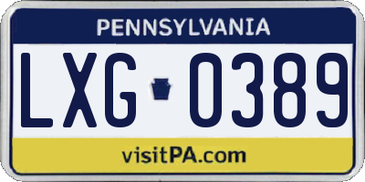 PA license plate LXG0389