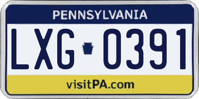 PA license plate LXG0391