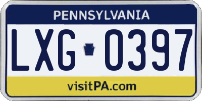 PA license plate LXG0397