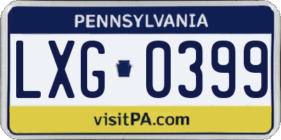 PA license plate LXG0399