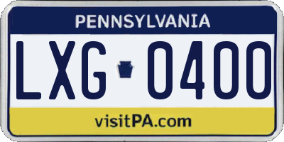 PA license plate LXG0400