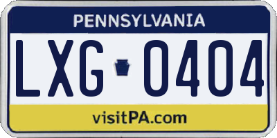 PA license plate LXG0404