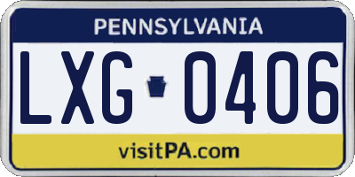 PA license plate LXG0406