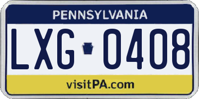PA license plate LXG0408