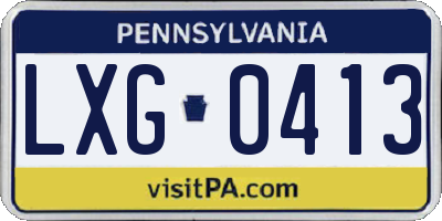 PA license plate LXG0413