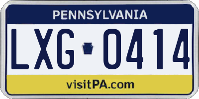 PA license plate LXG0414