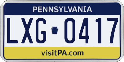 PA license plate LXG0417