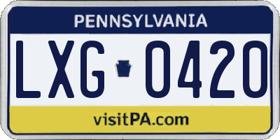 PA license plate LXG0420
