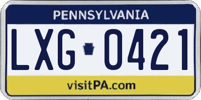 PA license plate LXG0421