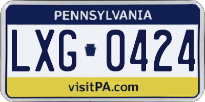 PA license plate LXG0424
