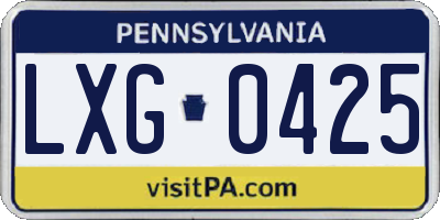 PA license plate LXG0425