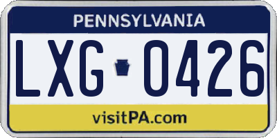 PA license plate LXG0426
