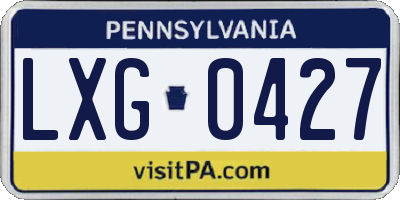 PA license plate LXG0427