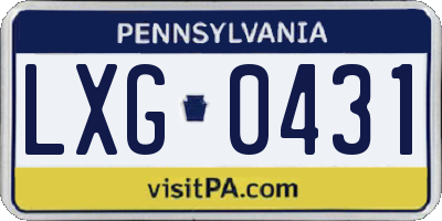 PA license plate LXG0431