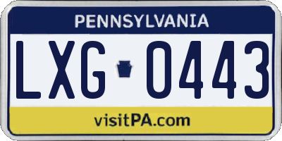 PA license plate LXG0443
