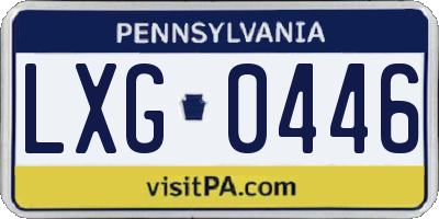 PA license plate LXG0446