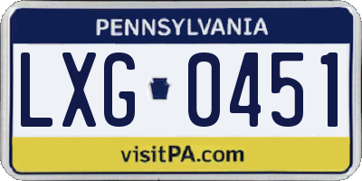 PA license plate LXG0451