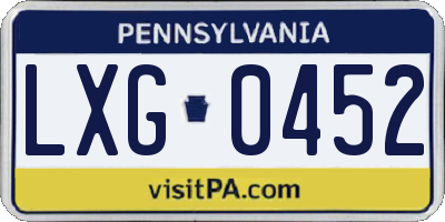 PA license plate LXG0452