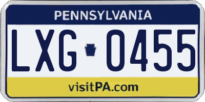 PA license plate LXG0455