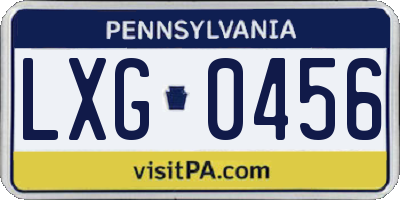 PA license plate LXG0456