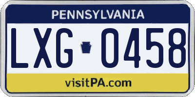 PA license plate LXG0458