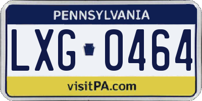 PA license plate LXG0464