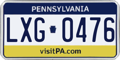 PA license plate LXG0476
