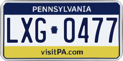 PA license plate LXG0477