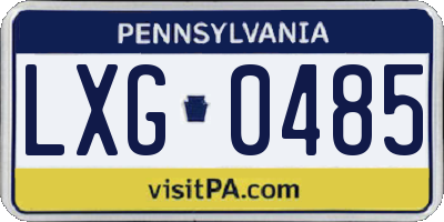 PA license plate LXG0485