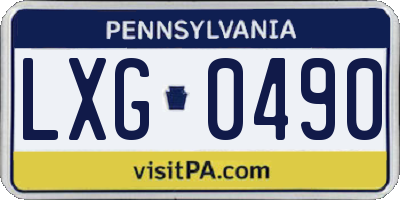 PA license plate LXG0490