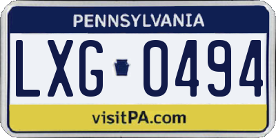 PA license plate LXG0494