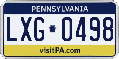 PA license plate LXG0498