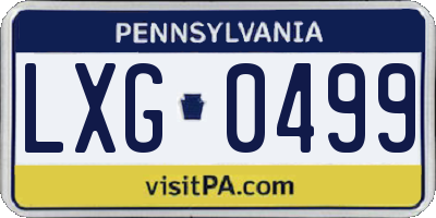 PA license plate LXG0499