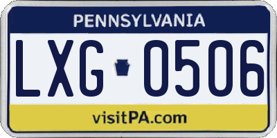 PA license plate LXG0506