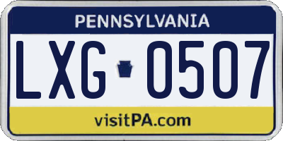 PA license plate LXG0507