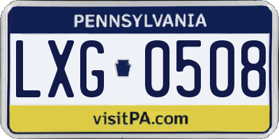 PA license plate LXG0508