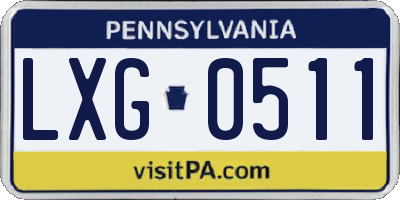 PA license plate LXG0511