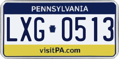 PA license plate LXG0513