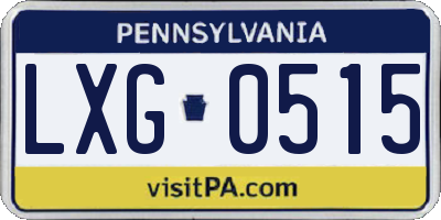 PA license plate LXG0515