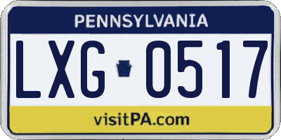 PA license plate LXG0517