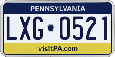 PA license plate LXG0521