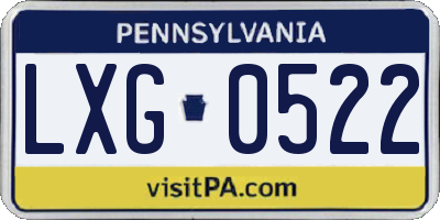 PA license plate LXG0522