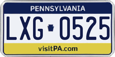 PA license plate LXG0525