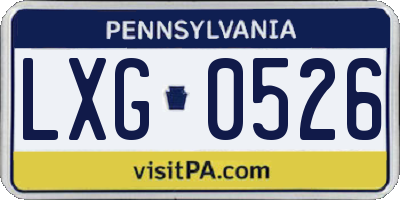 PA license plate LXG0526