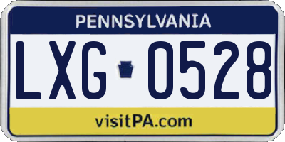PA license plate LXG0528