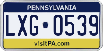 PA license plate LXG0539