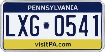 PA license plate LXG0541