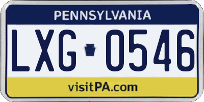 PA license plate LXG0546